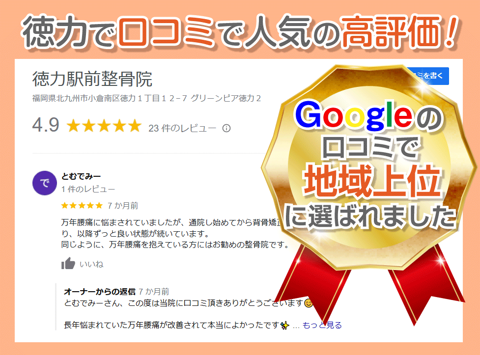 Googleの口コミで地域上位に選ばれました